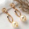 SOHI Women's White Snowball Chain Drop Earrings - 2 of 3