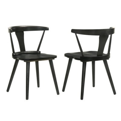 2 Pieces Set Dining Side Chair Rustic Modern Farmhouse Design Retro Design Easy to Assembly