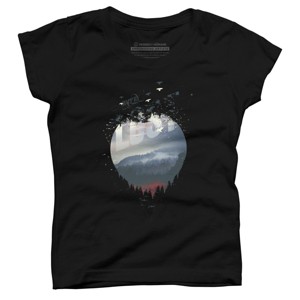 Girl's Design By Humans Happily Lost In The Forest By HappyMelvin T-Shirt - 1 of 2
