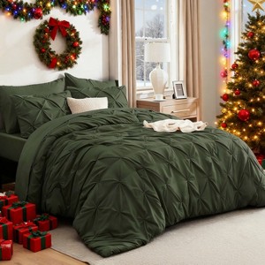 Bedsure Comforter Set – Solid Diamond Pintuck Design Bedding, GentleSoft™ Pintuck Bed Set Gift for Family,Pinch Pleat All Season Comforter with Sheets - 1 of 4