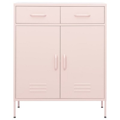 vidaXL Industrial Storage Cabinet - Robust Steel Construction, Pink, 2-Door, 2-Drawer, 40" Height