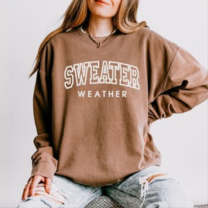 Simply Sage Market Embroidered Sweater Weather Lightweight Garment Dyed Sweatshirt - 1 of 4
