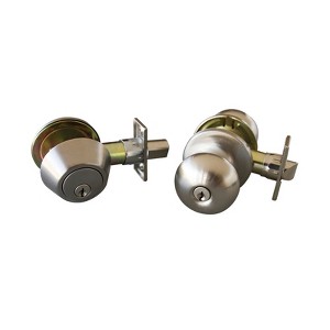 Design House Canton Satin Nickel Entry Knob and Single Cylinder Deadbolt 1-3/4 in. - 1 of 1