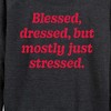 Women's - Instant Message - Mostly Just Stressed Lightweight French Terry Wide Neck Long Sleeve Shirt - 2 of 4