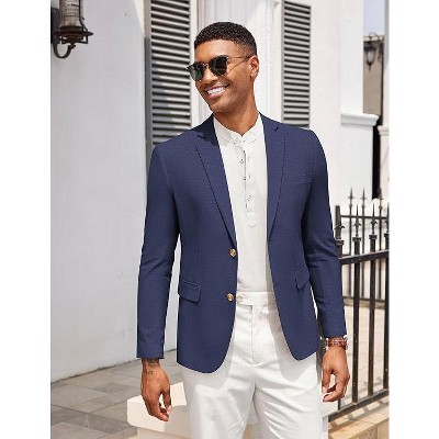 COOFANDY Mens Casual Cotton Linen Blazer Lightweight Linen Sport Coat Two Button Suit Jacket Beige L — фото 2
