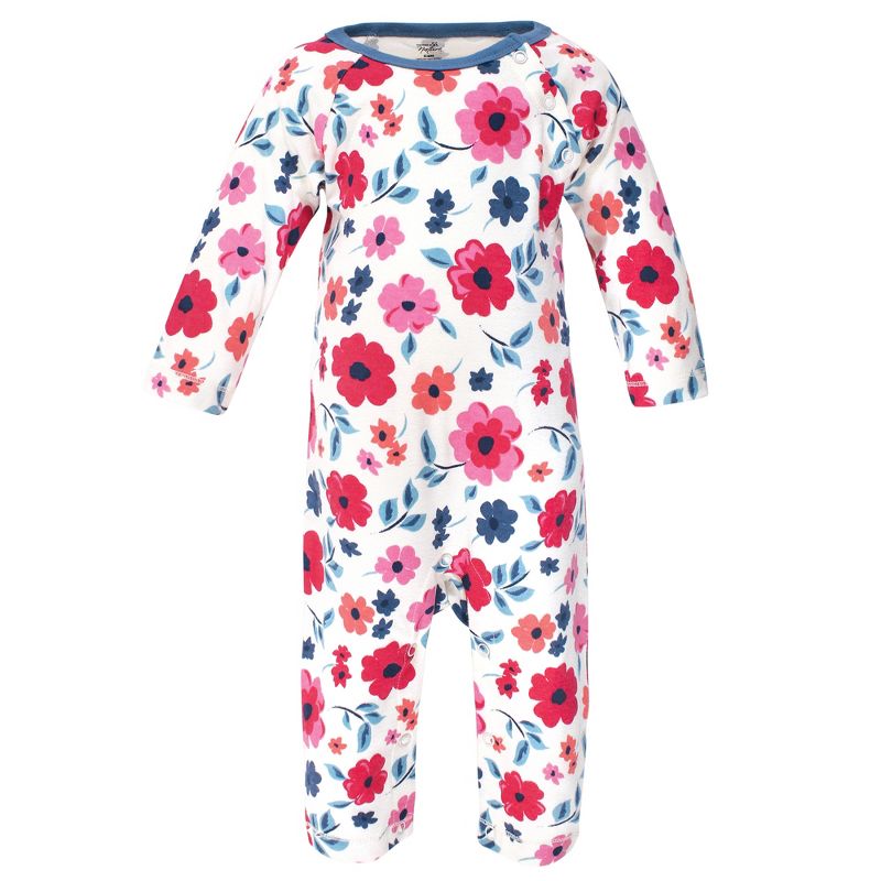 Touched by Nature Baby Girl Organic Cotton Coveralls 3pk, Garden Floral, 5 of 6