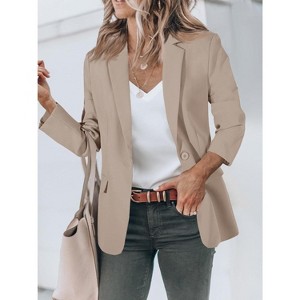 Womens Work Office Suit Jackets Open Front Casual Blazers Long Sleeve Work Office Suit Jackets Blazer - 1 of 4