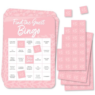Big Dot of Happiness Pink Elegantly Simple - Find the Guest Bingo Cards and Markers - Wedding & Bridal Shower Bingo Game  Set of 18