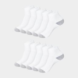 Hanes Women's Extended Size Cushioned 10pk Ankle Socks - White 8-12: Knit Midweight, Reinforced Heel & Toe