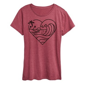 Women's - Instant Message - Heart Ocean Line Art Short Sleeve Graphic T-Shirt - 1 of 4