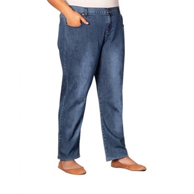 Women's Plus Size Premium Relaxed Leg Five Pocket Denim Jeans - On The Plus Side