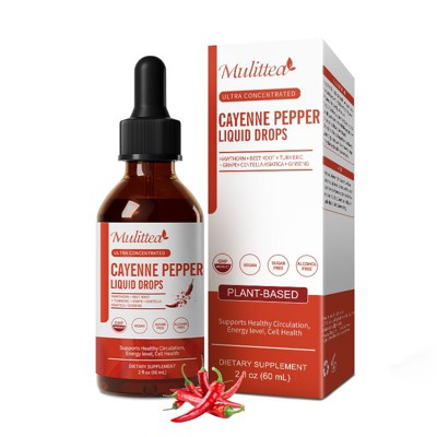 Mulittea Cayenne Pepper Liquid Drops - Relieve Joint, Muscle Pains - Providing Warming Relief and Support for Sports Recovery