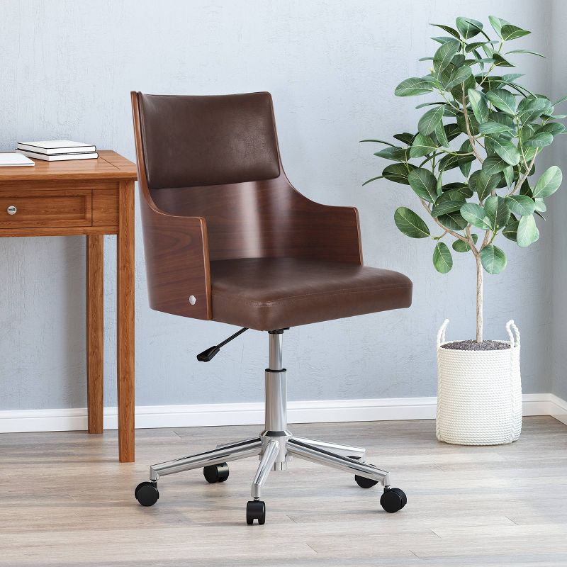 Rhine Mid-Century Modern Upholstered Swivel Office Chair - Christopher Knight Home, 3 of 9