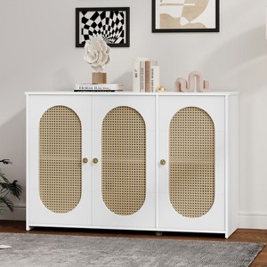 KTMBDW Rattan Cabinet, Boho Storage Storage with Rattan Doors, Buffet Cabinet with Storage, Bar Cabinet for Entryway/Kitchen/Living Room - 1 of 4