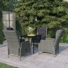 vidaXL Patio Dining Set Outdoor Dining Set Table and Chair Set for Garden - Light Gray 5 Piece 31.5" Table - 2 of 4