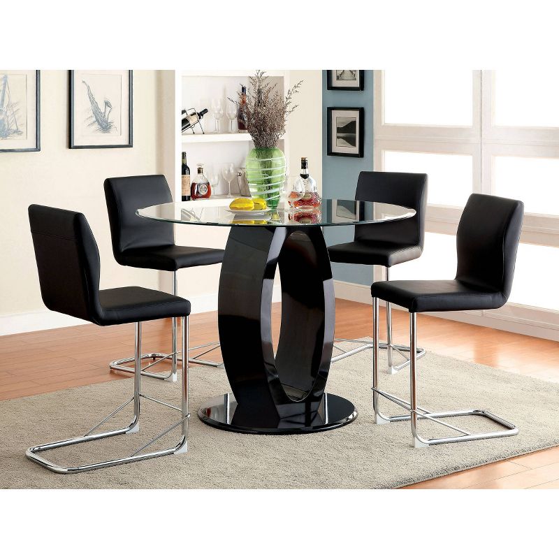 5pc Spearelton&#160;Oval Pedestal Round Dining Table Set Black - HOMES: Inside + Out, 3 of 6