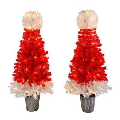 Gulches Green and White PreLit LED Flocked Hinged Artificial Spruce Christmas Tree with Multi-Color Lights and  Flashing Modes