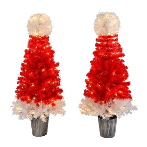 Gulches Green and White PreLit LED Flocked Hinged Artificial Spruce Christmas Tree with Multi-Color Lights and  Flashing Modes - 1 of 4