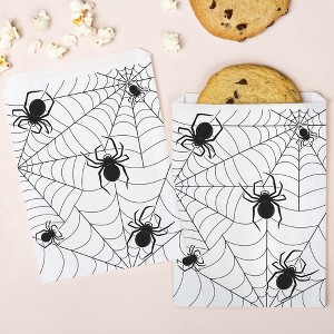 Big Dot of Happiness Creepy Spiders White Paper Treat Bags, Halloween Party Individual Candy Snack Favors, Greaseproof Sandwich Cookie Bags - 25 Count - 1 of 4