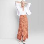 Women's Button-Front Printed Midi Skirt - Wild Fable™