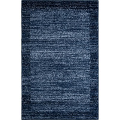 Navy Blue Rectangular Tufted Synthetic Indoor Area Rug