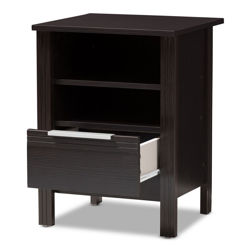 Hamish Modern and Contemporary Finished 1 Drawer Nightstand Dark Brown - Baxton Studio, 3 of 11