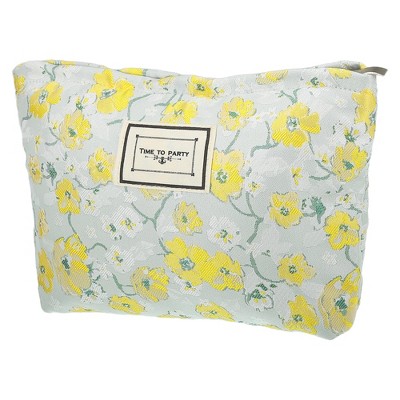 Unique Bargains Women's Canvas Makeup Bag Blue Yellow : Target