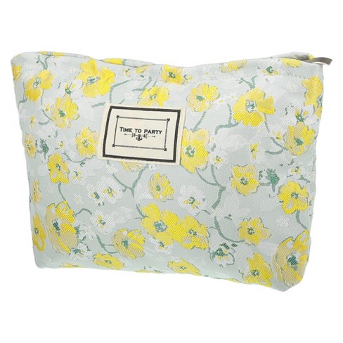 Unique Bargains Women's Travel Portable Cotton Large Cute Floral Pattern Makeup  Bag Blue 1 Pc : Target