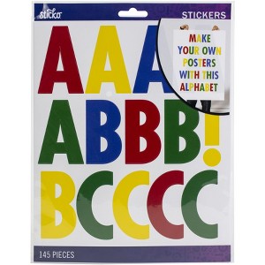 Sticko Extra Large Alphabet Stickers - Futura, Primary Colors, 145pcs - 1 of 2