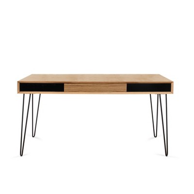 Proman Products Marcus Desk Natural - Proman Products: Steel Frame, Veneer Surface, All Purpose Drawer