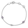 Black Bow Jewelry Amethyst and Diamond Adj. Station Bracelet in Rhodium Plated Silver - 4 of 4