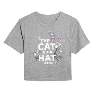 Women's - Dr. Seuss - Cat In Hat Tonal Cropped Graphic T-Shirt - 1 of 4