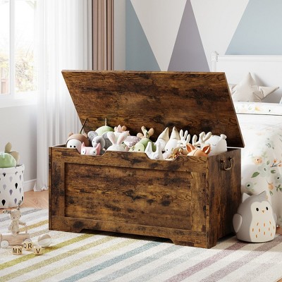 Whizmax Storage Chest, 39.4" Toy Chest for Boys Girls, Kids Wood Large Toy Box, Storage Bench with Safety Hinge for Entryway, Bedroom, Playroom