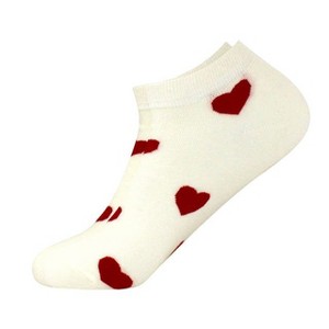 Heart Patterned Ankle Socks from the Sock Panda (Women's Sizes, Adult Medium) - White and Red - 1 of 3