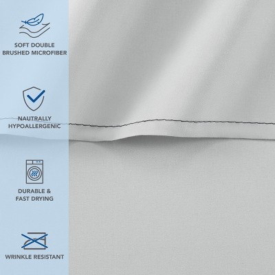 Twin Gray Brushed Microfiber Flat Sheets Set of 6