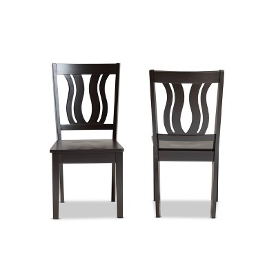Fenton Dark Brown Wood and Cane Geometric Dining Chair Set