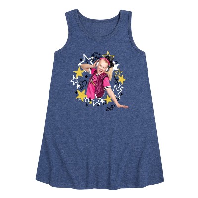 JoJo Siwa Jojo Wreath Graphic Sleeveless Aline Dress - Heather Navy - 6T