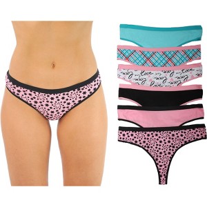 Just Intimates Cotton Panties Thong  Underwear (Pack of 6) - 1 of 4