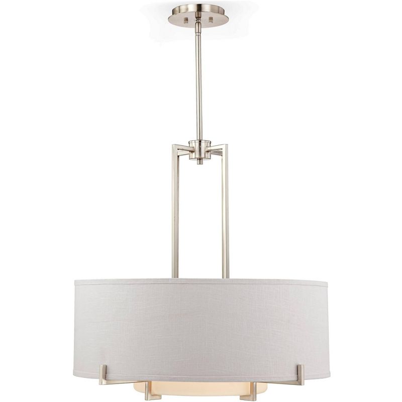 Possini Euro Design Concentric Brushed Nickel Pendant Chandelier 28" Wide Modern White Fabric Drum 4-Light for Dining Room House Foyer Kitchen Island, 1 of 8
