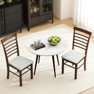 Resenkos Set of 2 Upholstered Farmhouse Dining Chairs with Rubberwood Frame, - 1 of 4