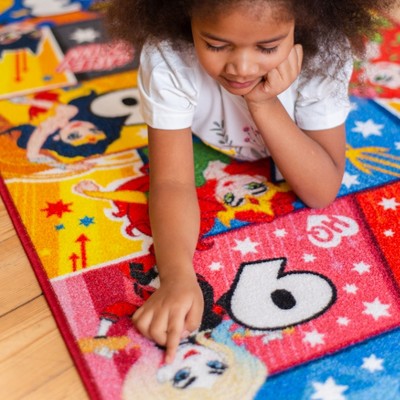 Justice League Girls Hopscotch Educational Play Rug 72 x 31 in