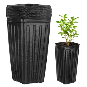 Unique Bargains Plastic Deep Drainage Holes Indoor Outdoor Gardening Plant Nursery Pots Black - 1 of 4