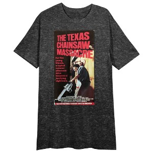 Texas Chainsaw Massacre Poster Art Crew Neck Short Sleeve Black Heather Women's Night Shirt - 1 of 2