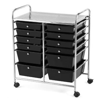 Tangkula 12-Drawers Rolling Storage Cart with Organizer Top