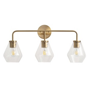 Dewdrop Luxe Warm Brass Vanity Light 3 Light Geometric Clear Glass Up Or Down Mount ETL For Kitchen Island Bar Home Office - 1 of 4