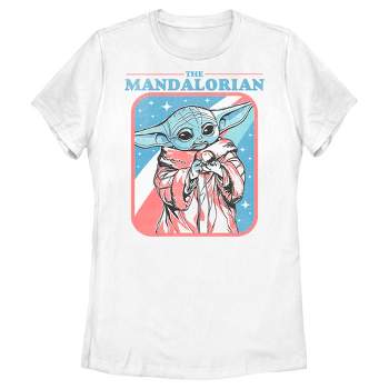 Women's Star Wars The Mandalorian Fourth of July Grogu Stars and Stripes T-Shirt