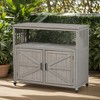 ORRD Outdoor & Indoor Wooden Bar Table Set with Storage Buffet Cabinet - 3 of 4