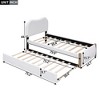 Kumasinova Twin/Full Size Platform Bed Frame with Twin Size Trundle,Berber Fleece Upholstered Slatted Bedframes,400/250lbs Max for Bed/Trundle,White - 3 of 4