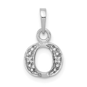 Black Bow Jewelry The Chloe Mini Diamond Accent Initial O Pendant in 14k White Gold - 1 of 4