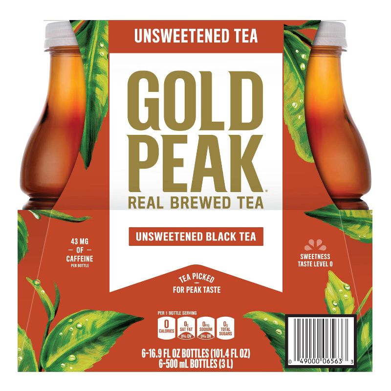 Gold Peak Unsweetened Tea Bottles - 6pk/16.9 fl oz, 2 of 10